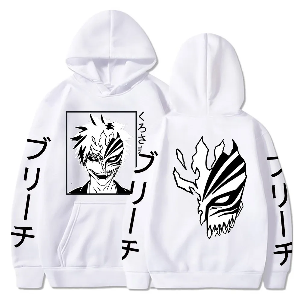 Bleach Kurosaki ichigo Anime Harajuku Hoodies Gothic Cartoon Manga Mask Boy Graphic Men Women Winter Long Sleeves Sweatshirts