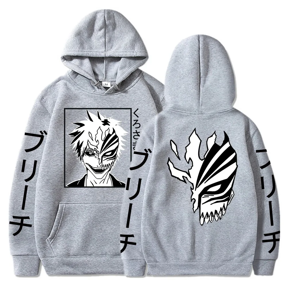 Bleach Kurosaki ichigo Anime Harajuku Hoodies Gothic Cartoon Manga Mask Boy Graphic Men Women Winter Long Sleeves Sweatshirts