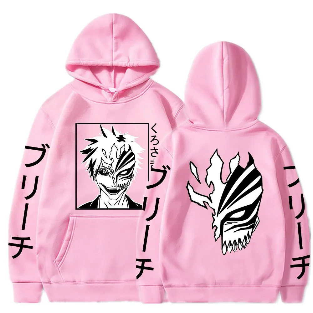 Bleach Kurosaki ichigo Anime Harajuku Hoodies Gothic Cartoon Manga Mask Boy Graphic Men Women Winter Long Sleeves Sweatshirts