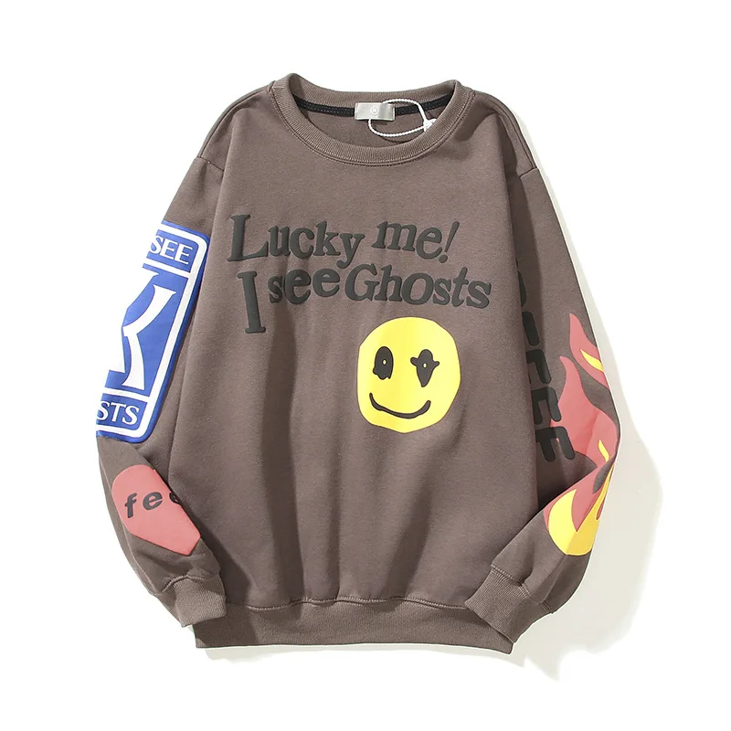 Sweatshirts Women Fleece Print O-neck Pullovers Women Streetwear Harajuku Loose Autumn Winter Sweatshirt Casual Couple Clothes