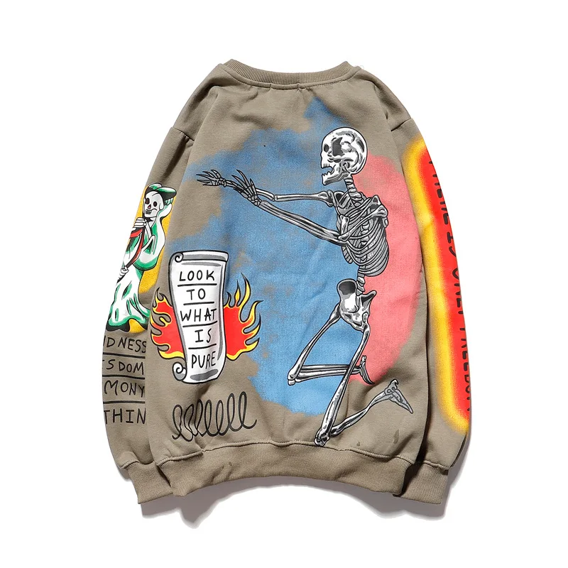 Sweatshirts Women Fleece Print O-neck Pullovers Women Streetwear Harajuku Loose Autumn Winter Sweatshirt Casual Couple Clothes