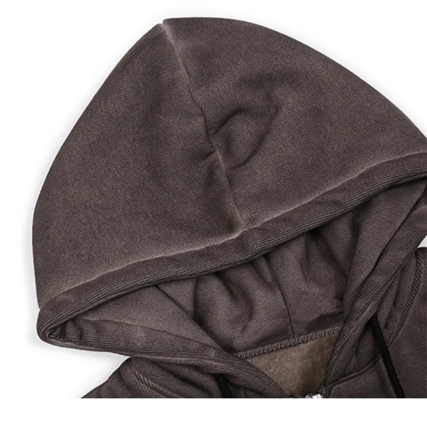 Women Vintage Angel Print Hooded Jacket Men Zip Up Long Sleeve Pocket Autumn Winter Streetwear Coat Y2K Aesthetic Loose Hoodies