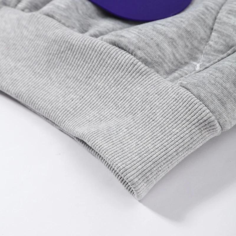 Fashion Grey Hoodie Jacket With Blue Pin For Women Y2k Casual Long Sleeve Pocket Coat Lady 2026 Spring Chic Street Outerwear