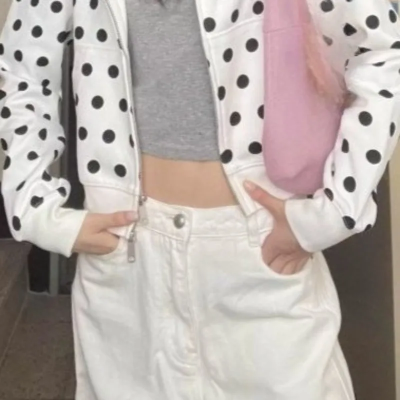 OCEANLOVE Y2k Clothes Hoodies Women Tops Polka Dot Autumn Winter Sweatshirts Korean Fashion Sweet Vintage Sudaderas Mujer