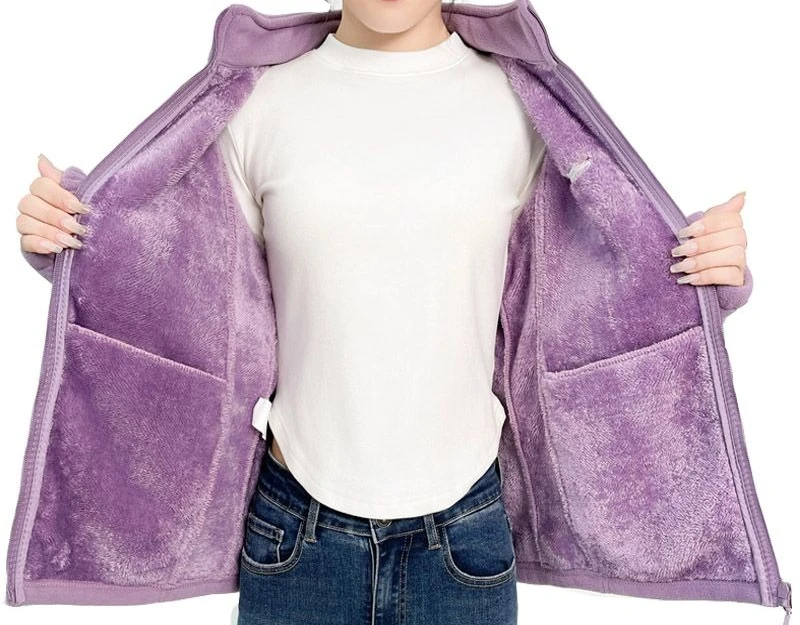Woman Thickened Zipper Lamb Velvet Sweatshirt Casual Cardigan Embroidery Warm Stand-up Collar Loose Jacket Windproof Sweatshirt