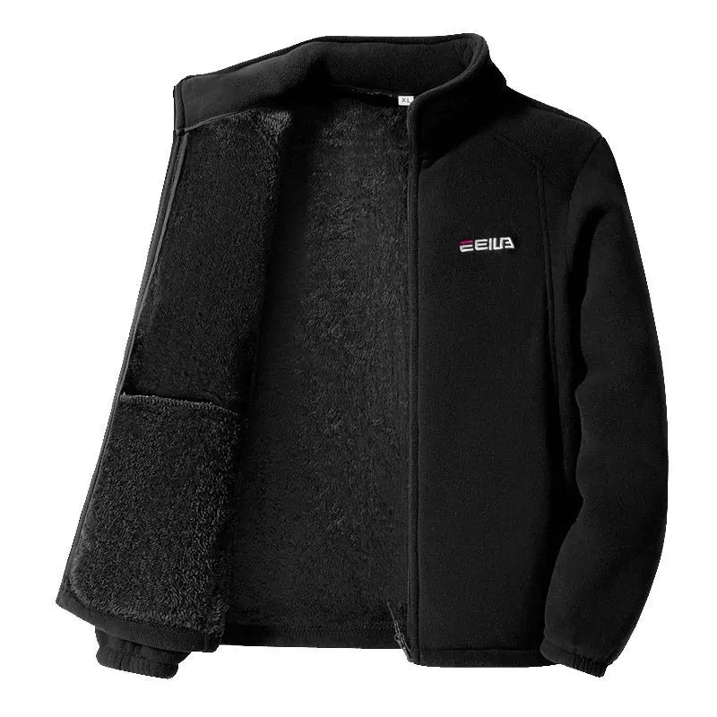 Woman Thickened Zipper Lamb Velvet Sweatshirt Casual Cardigan Embroidery Warm Stand-up Collar Loose Jacket Windproof Sweatshirt
