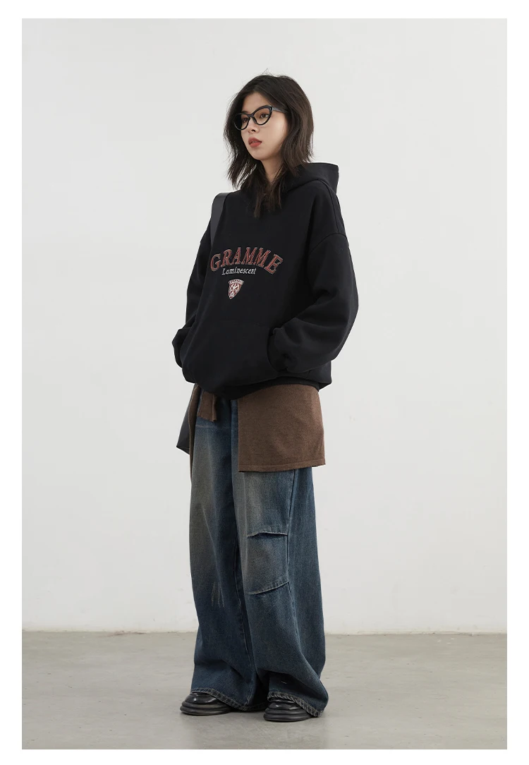 CHIC VEN Women Sweatshirts Loose Casual New Hooded Letter Embroidered Flush Hoodie Female Pullover Woman Top Autumn Winter 2024