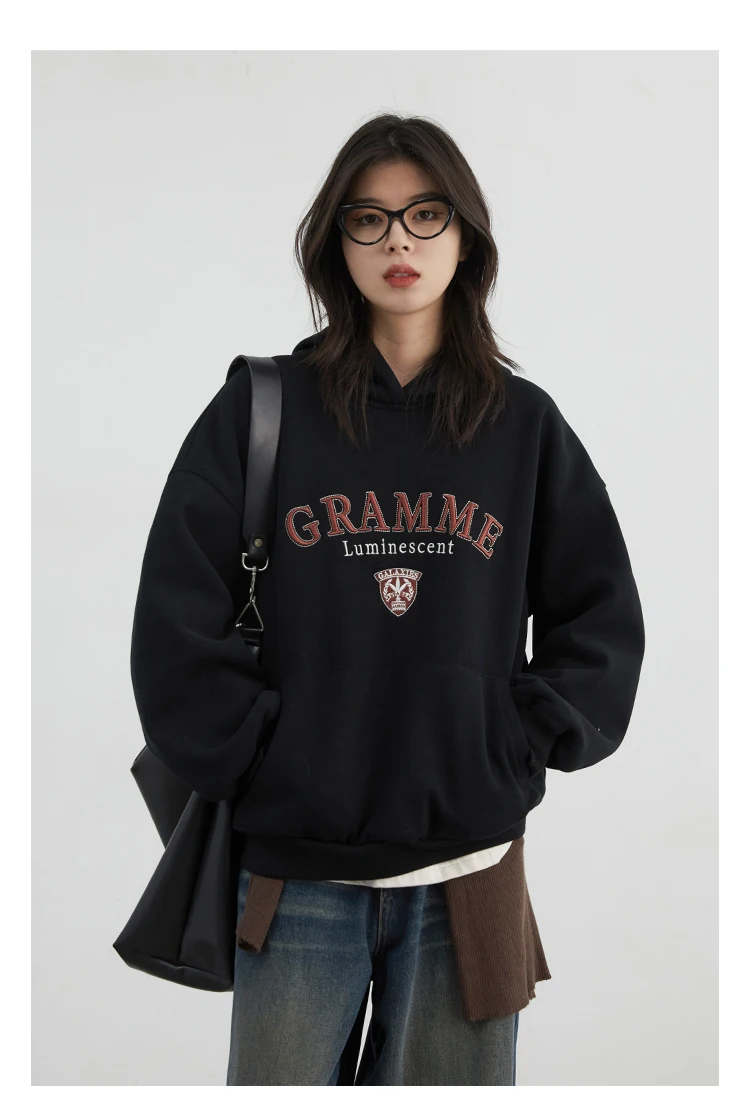 CHIC VEN Women Sweatshirts Loose Casual New Hooded Letter Embroidered Flush Hoodie Female Pullover Woman Top Autumn Winter 2024