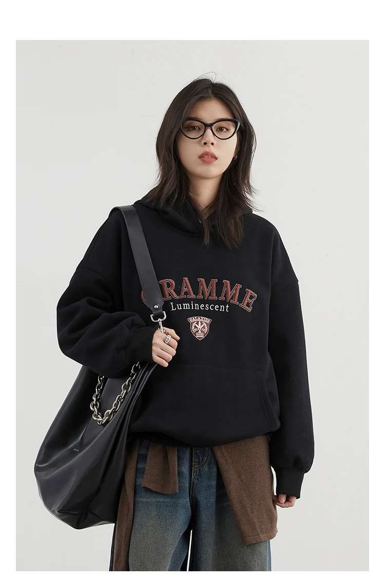 CHIC VEN Women Sweatshirts Loose Casual New Hooded Letter Embroidered Flush Hoodie Female Pullover Woman Top Autumn Winter 2024