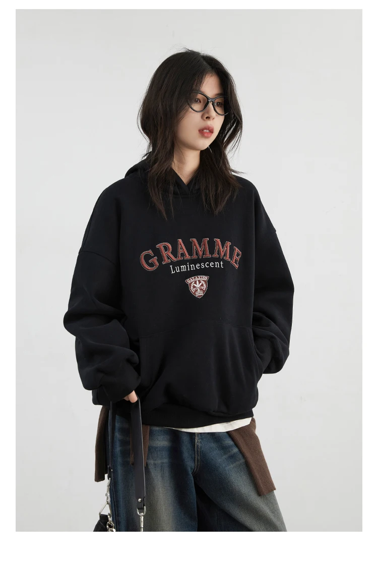 CHIC VEN Women Sweatshirts Loose Casual New Hooded Letter Embroidered Flush Hoodie Female Pullover Woman Top Autumn Winter 2024