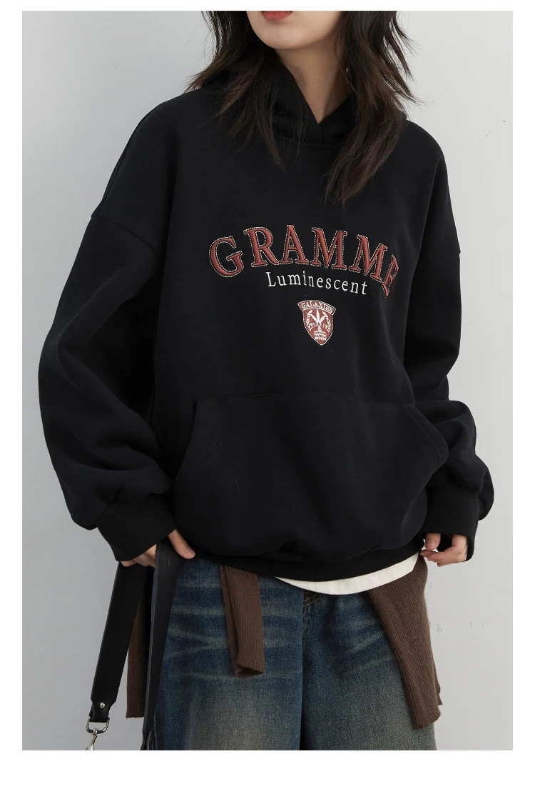 CHIC VEN Women Sweatshirts Loose Casual New Hooded Letter Embroidered Flush Hoodie Female Pullover Woman Top Autumn Winter 2024