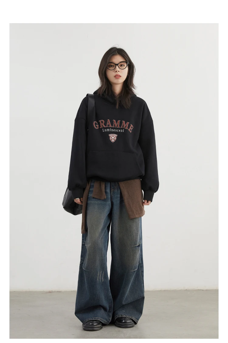 CHIC VEN Women Sweatshirts Loose Casual New Hooded Letter Embroidered Flush Hoodie Female Pullover Woman Top Autumn Winter 2024