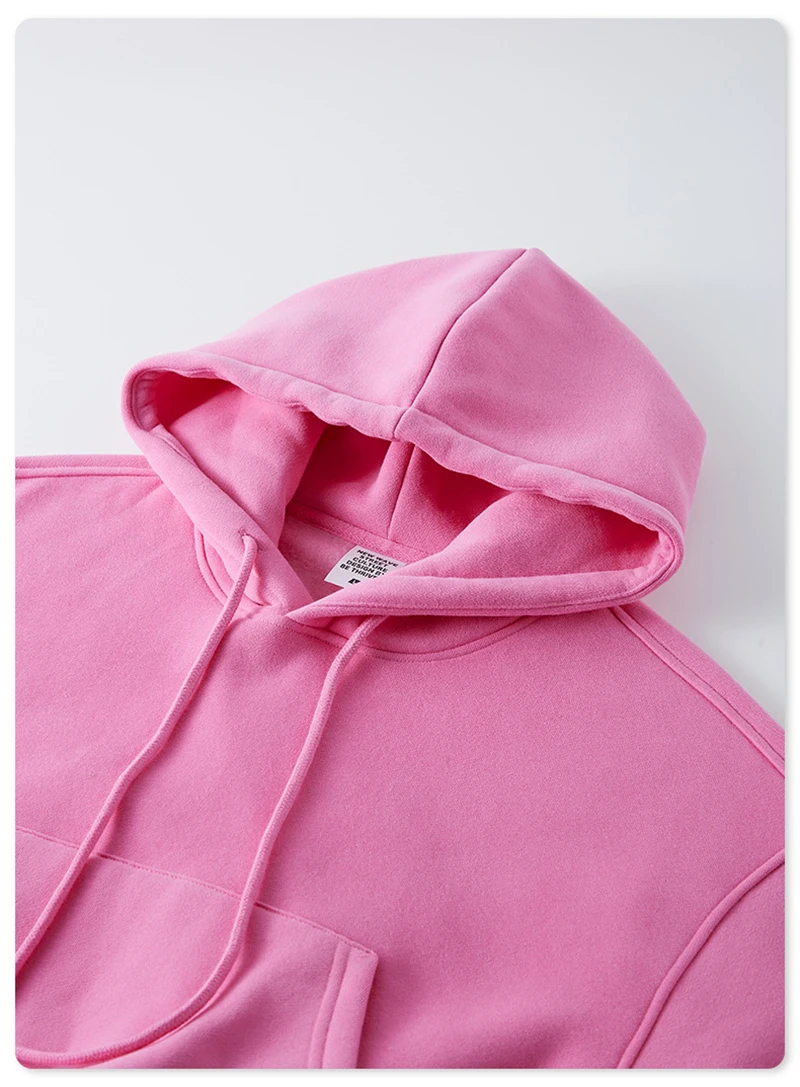ZODF Chic Sexy Women Super-short Fleece Cropped Hoodies Girl Female Hip Hop Loose 345gsm Solid Hooded Pullover Streetwear HY0340