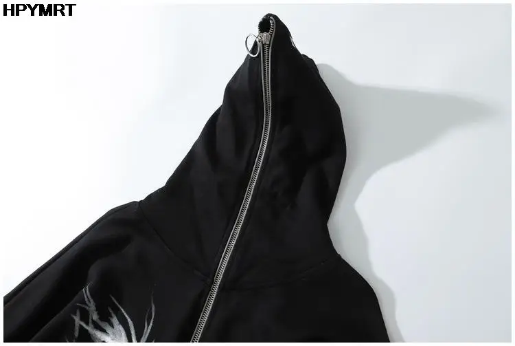 Autumn Fashion Punk Graphic Print Hip Hop Zipper Hoodie Men Women Harajuku Oversized Hooded Sweatshirt Gothic Vintage Streetwear