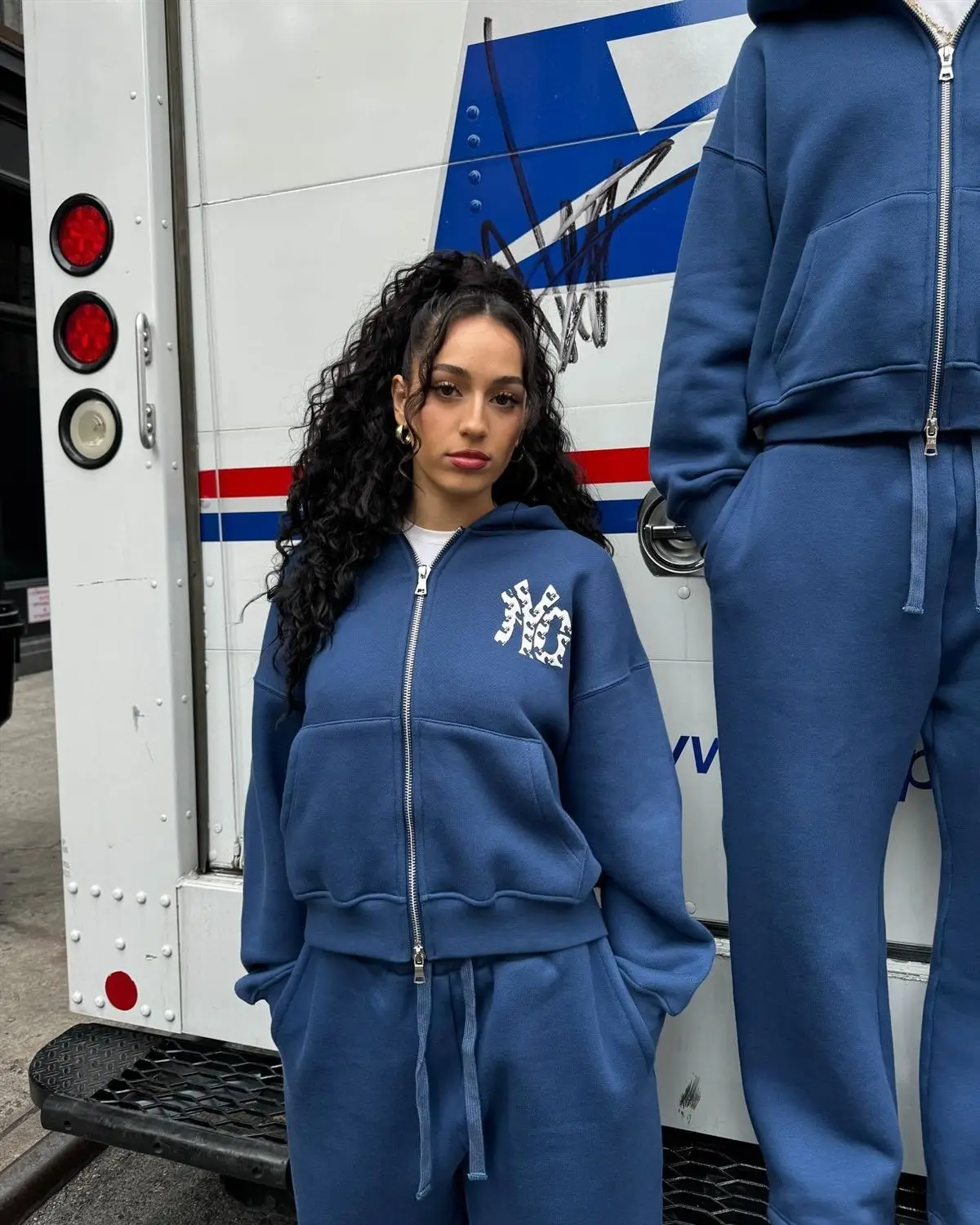 American vintage zipper hoodie sweater 2025 new European and American spring and summer high street fashion trendy printed top