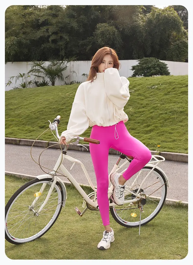 Autumn Winter New Fleece-lined Sports Jacket Women Sweatshirt Loose Slim Solid Vertical Collar Yoga Clothing Warm Tops Outdoor