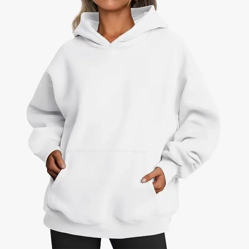 Hip Hop Solid Color Hoody for Female Autumn Fashion Clothing Casual Fleece Pocket Hoodies Multicolor Unisex Women Streetwear