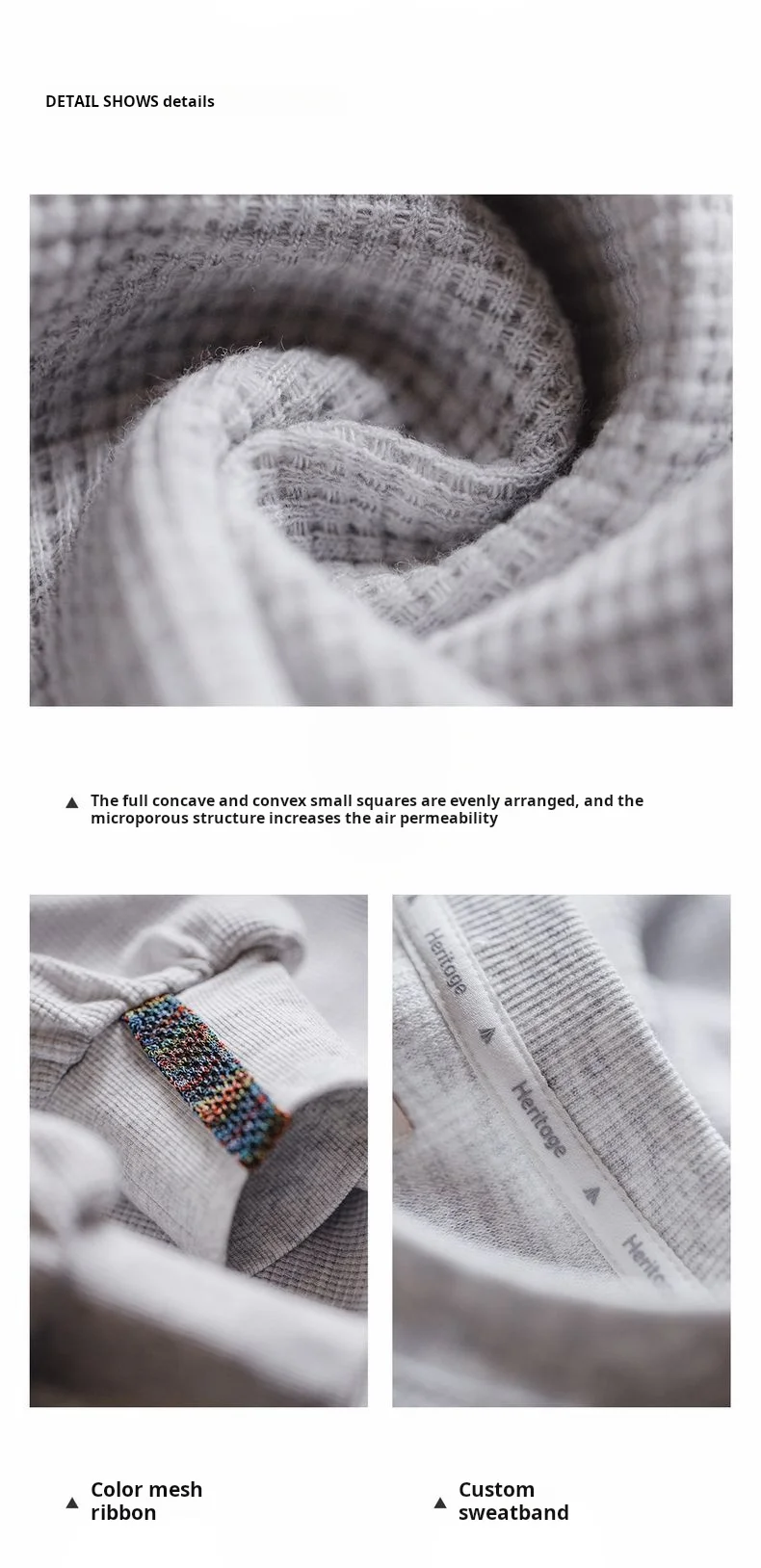 Maden Women's Waffle Knit Sweatshirt Loose Fit Crew Neck Pullover with Lantern Sleeves Lightweight Gray Casual Top for Fall