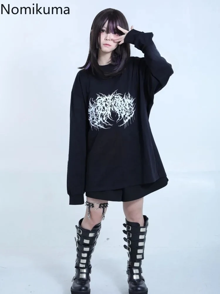2025 Ropa Mujer Streetwear Hip-hop Hoodies Women Clothes Japanese Harajuku Tops O-neck Casual Sweatshirts Print Chic Y2k Hoodie