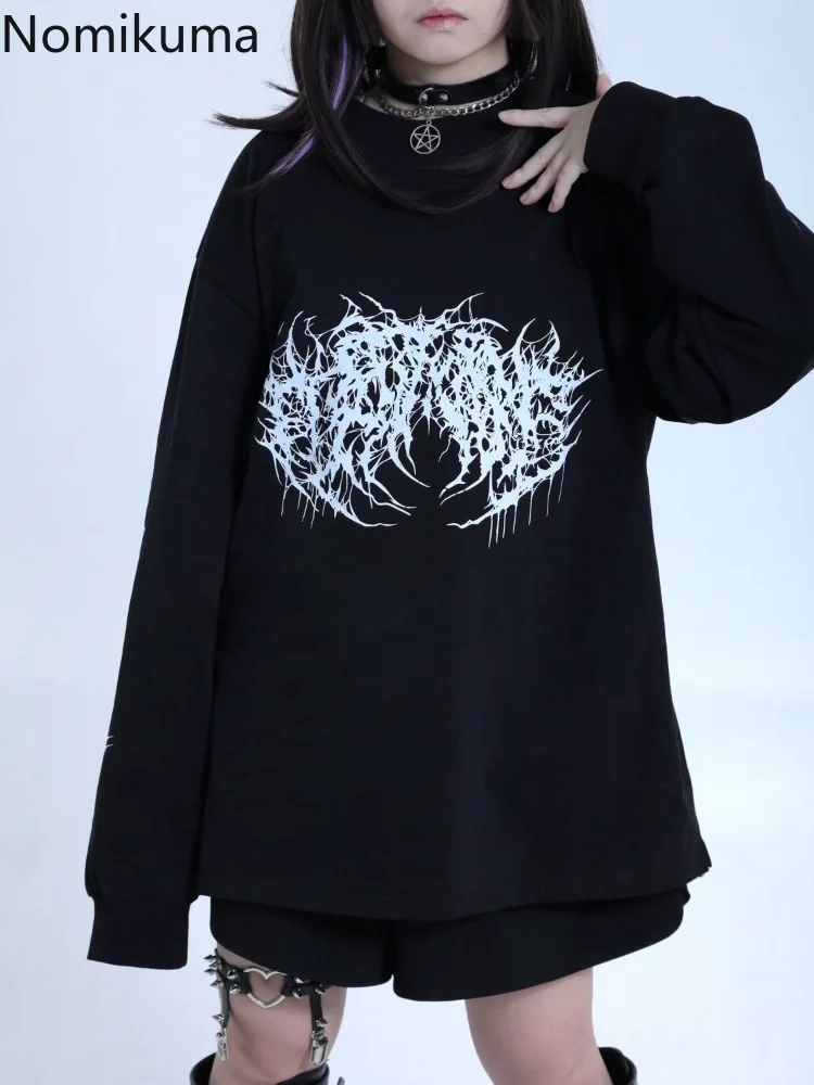 2025 Ropa Mujer Streetwear Hip-hop Hoodies Women Clothes Japanese Harajuku Tops O-neck Casual Sweatshirts Print Chic Y2k Hoodie