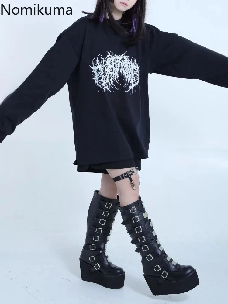 2025 Ropa Mujer Streetwear Hip-hop Hoodies Women Clothes Japanese Harajuku Tops O-neck Casual Sweatshirts Print Chic Y2k Hoodie