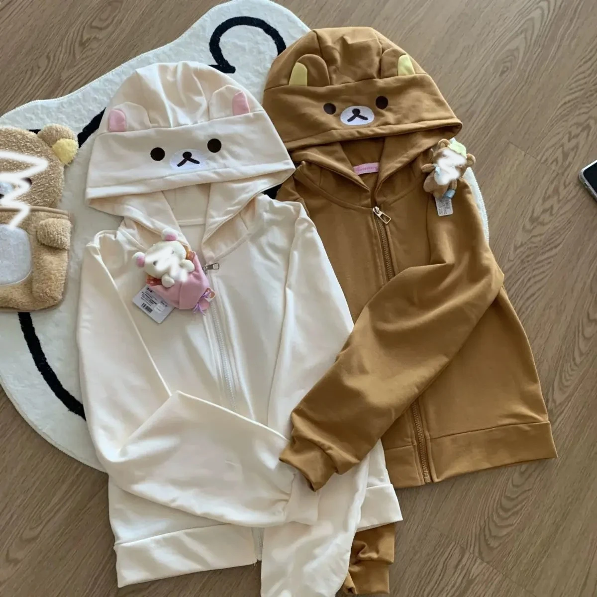 Women Japanese Style Kawaii Sweet Tops 2025 Y2k Harajuku Streetwear Hoodies Cute Cartoon Print Zipper Sweatshirt Soft Girl