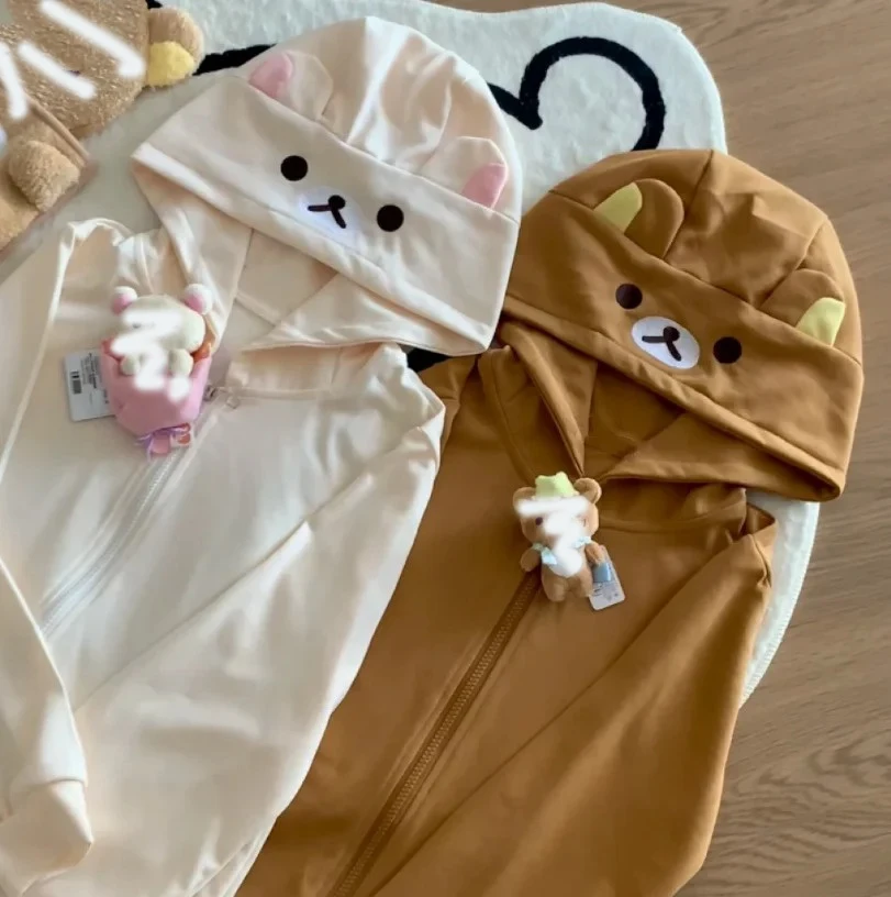 Women Japanese Style Kawaii Sweet Tops 2025 Y2k Harajuku Streetwear Hoodies Cute Cartoon Print Zipper Sweatshirt Soft Girl
