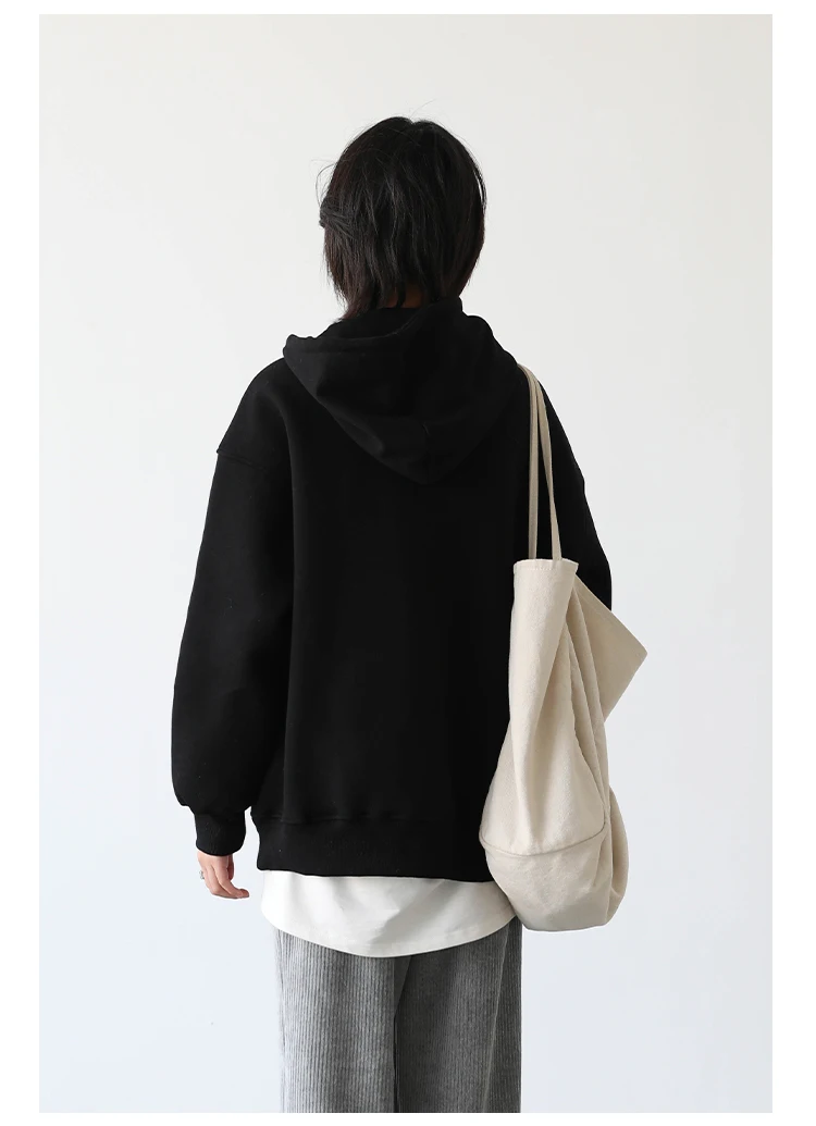 CHIC VEN Women's Pullovers Streetwear Casual Loose Letter Plush Thick Warm Hooded Tops Office Lady Coat Autumn Winter 2025
