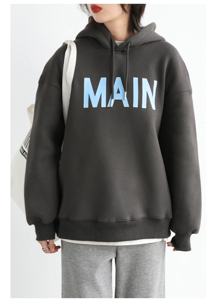 CHIC VEN Women's Pullovers Streetwear Casual Loose Letter Plush Thick Warm Hooded Tops Office Lady Coat Autumn Winter 2025