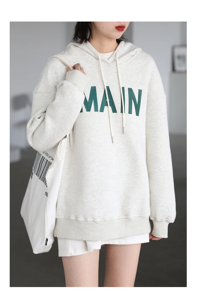 CHIC VEN Women's Pullovers Streetwear Casual Loose Letter Plush Thick Warm Hooded Tops Office Lady Coat Autumn Winter 2025
