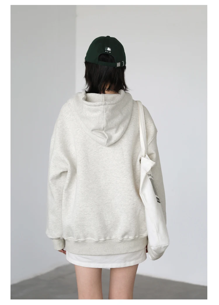 CHIC VEN Women's Pullovers Streetwear Casual Loose Letter Plush Thick Warm Hooded Tops Office Lady Coat Autumn Winter 2025