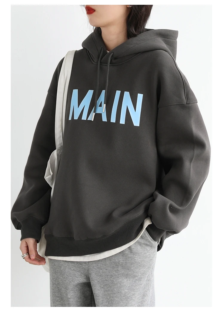CHIC VEN Women's Pullovers Streetwear Casual Loose Letter Plush Thick Warm Hooded Tops Office Lady Coat Autumn Winter 2025
