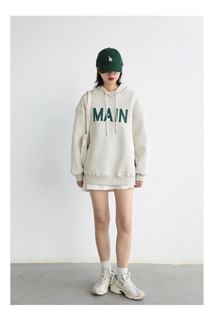 CHIC VEN Women's Pullovers Streetwear Casual Loose Letter Plush Thick Warm Hooded Tops Office Lady Coat Autumn Winter 2025