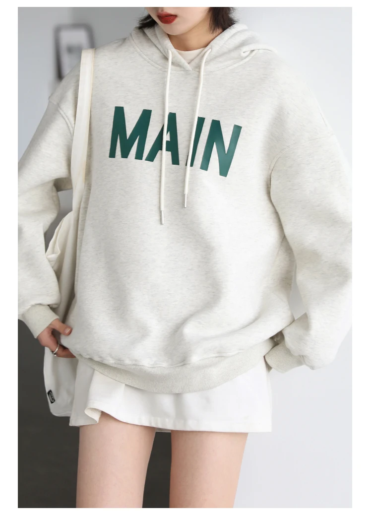 CHIC VEN Women's Pullovers Streetwear Casual Loose Letter Plush Thick Warm Hooded Tops Office Lady Coat Autumn Winter 2025