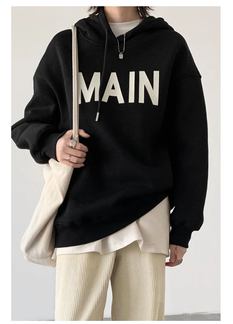 CHIC VEN Women's Pullovers Streetwear Casual Loose Letter Plush Thick Warm Hooded Tops Office Lady Coat Autumn Winter 2025