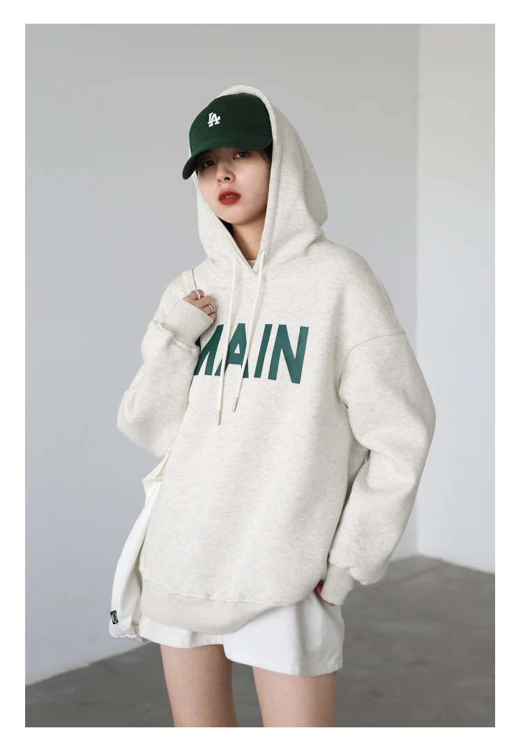 CHIC VEN Women's Pullovers Streetwear Casual Loose Letter Plush Thick Warm Hooded Tops Office Lady Coat Autumn Winter 2025