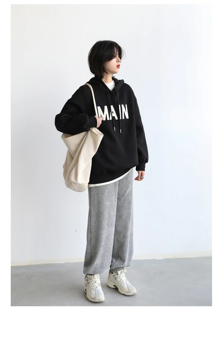 CHIC VEN Women's Pullovers Streetwear Casual Loose Letter Plush Thick Warm Hooded Tops Office Lady Coat Autumn Winter 2025