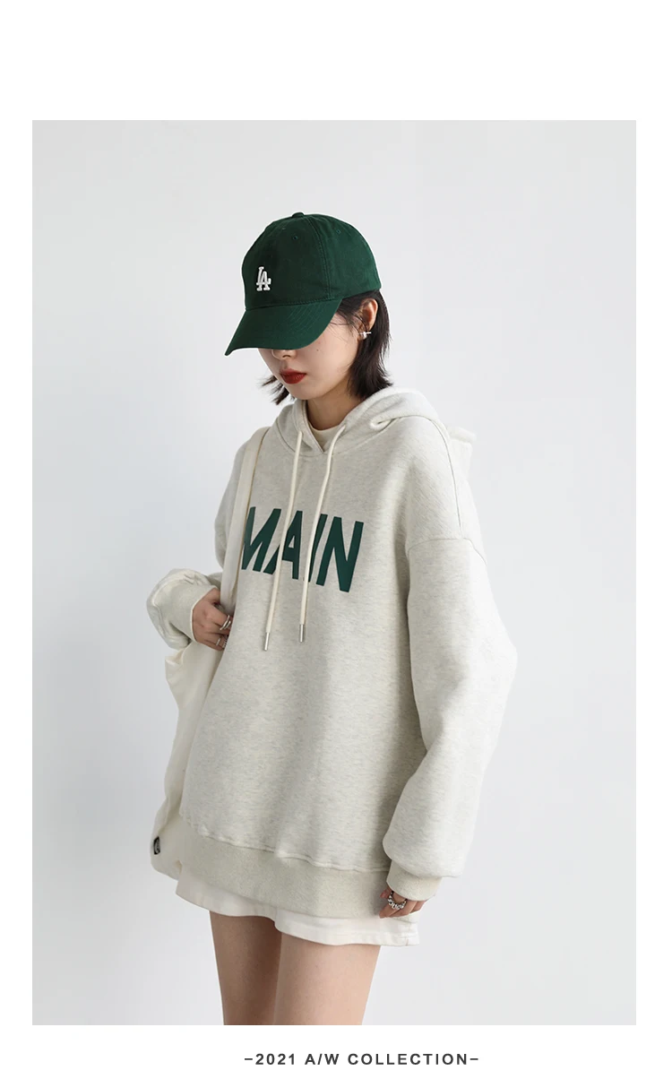 CHIC VEN Women's Pullovers Streetwear Casual Loose Letter Plush Thick Warm Hooded Tops Office Lady Coat Autumn Winter 2025