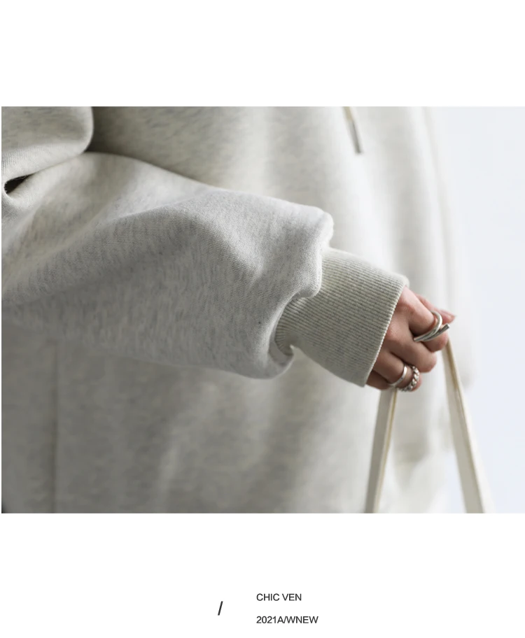 CHIC VEN Women's Pullovers Streetwear Casual Loose Letter Plush Thick Warm Hooded Tops Office Lady Coat Autumn Winter 2025