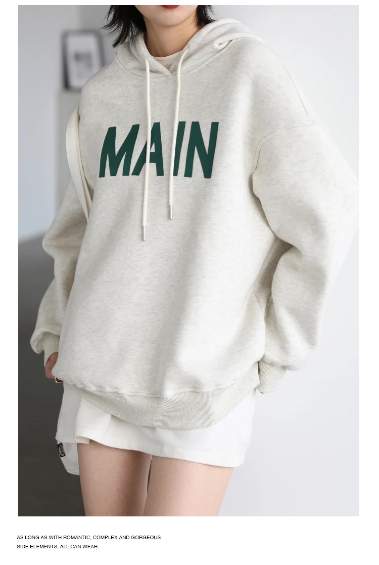 CHIC VEN Women's Pullovers Streetwear Casual Loose Letter Plush Thick Warm Hooded Tops Office Lady Coat Autumn Winter 2025