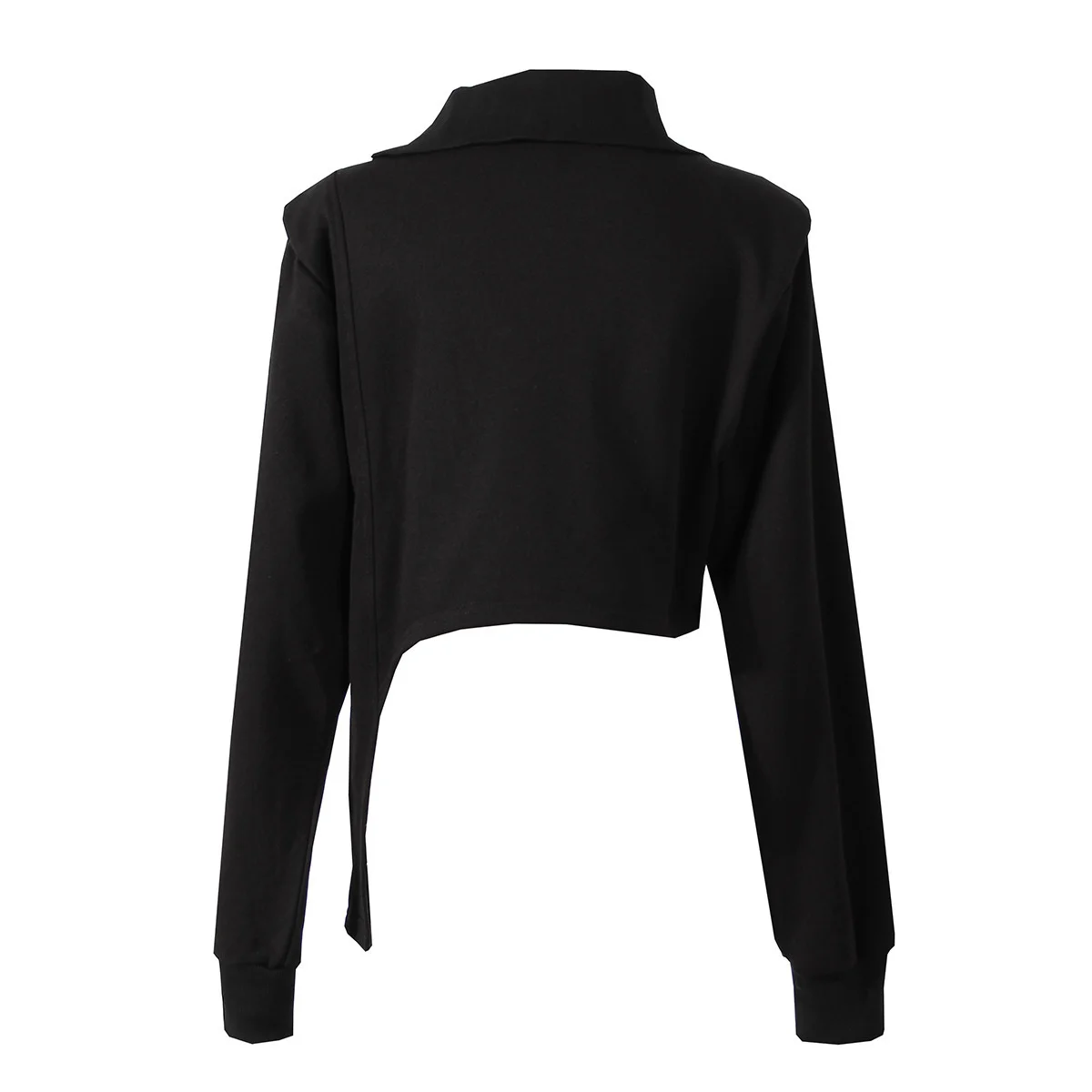 DEAT Fashion Women's Hoodies Turtleneck Irregular Diagonal Zipper Decorate Short Designer Sweatshirt Autumn 2025 New Tide WT051
