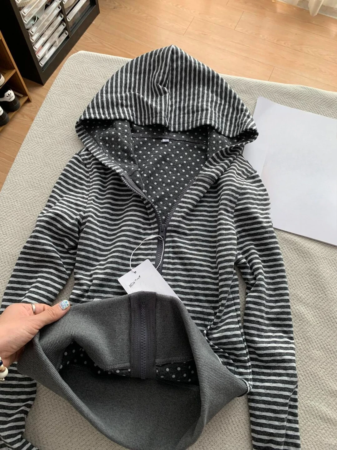 Hooded Stripe Hoodie Zipper Long Sleeve Sudaderas De Mujer Y2k Harajuku Clothes Woman Clothing Subculture Autumn Pulls Femmes