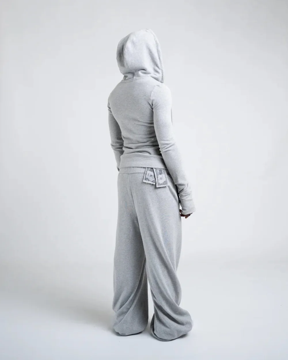 Y2K New Fashion Light Gray Hoodie Women Harajuku Casual Short Sweatshirt Large Zipper Decoration Hoodie Goth Sexy Slim Fit Tops