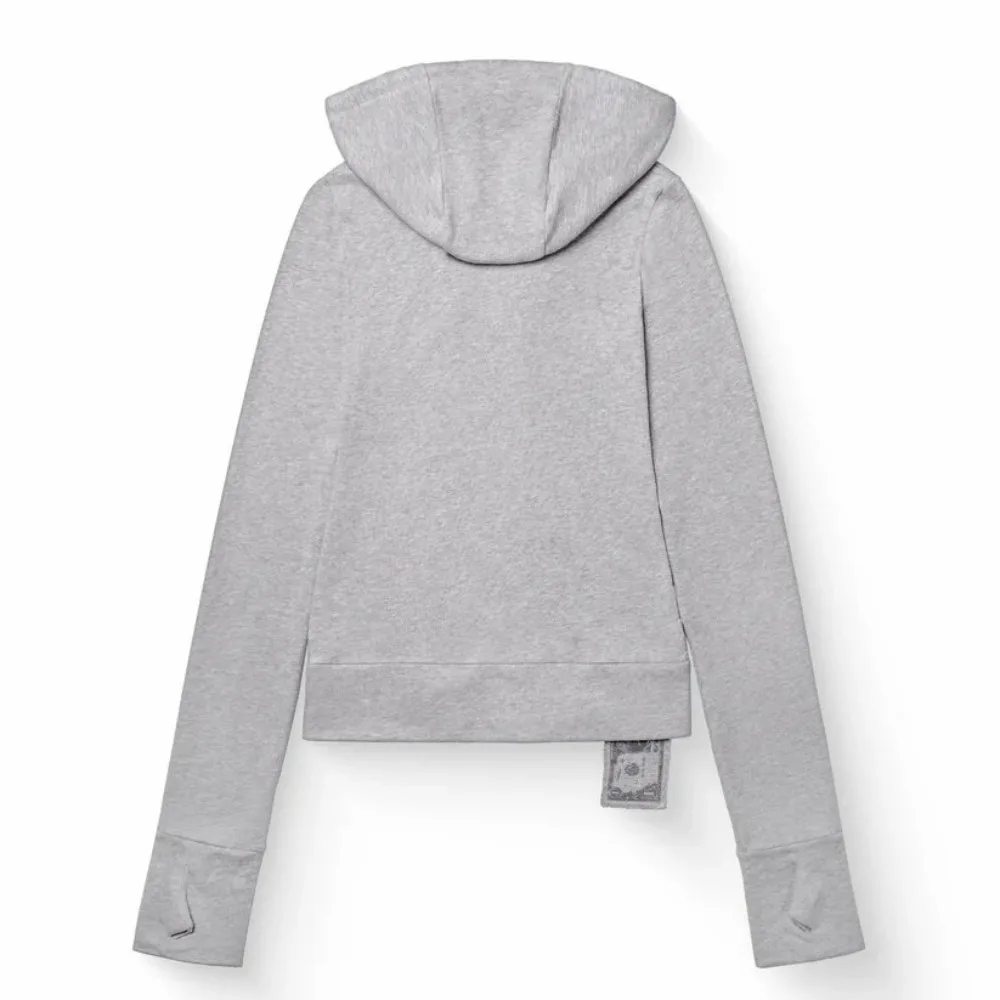 Y2K New Fashion Light Gray Hoodie Women Harajuku Casual Short Sweatshirt Large Zipper Decoration Hoodie Goth Sexy Slim Fit Tops