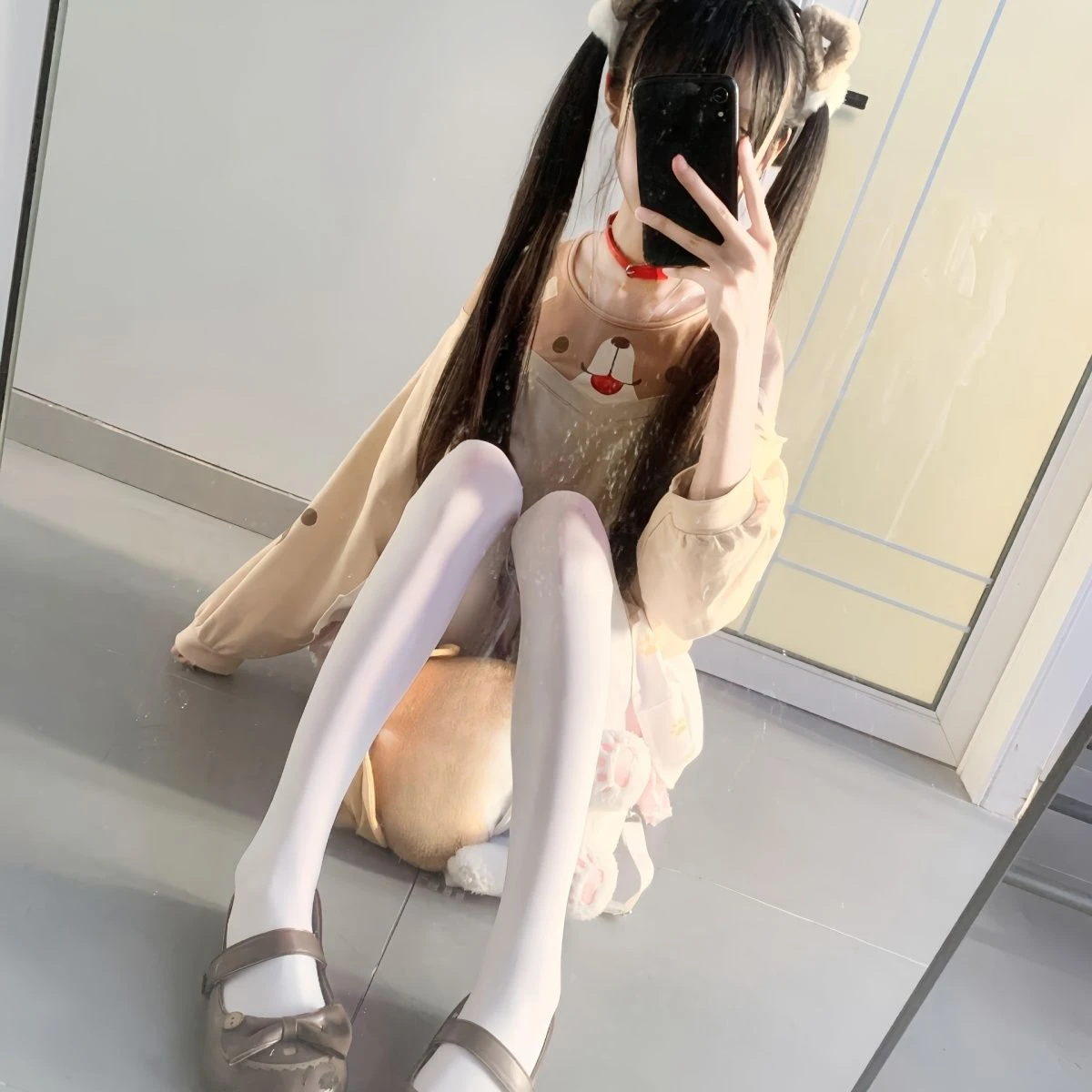 Japanese Kawaii Off-the-shoulder Grunge Hoodie Cartoon Print Pocket Hoody Y2K Aesthetic Womens Harajuku Loose Casual Sweatshirt