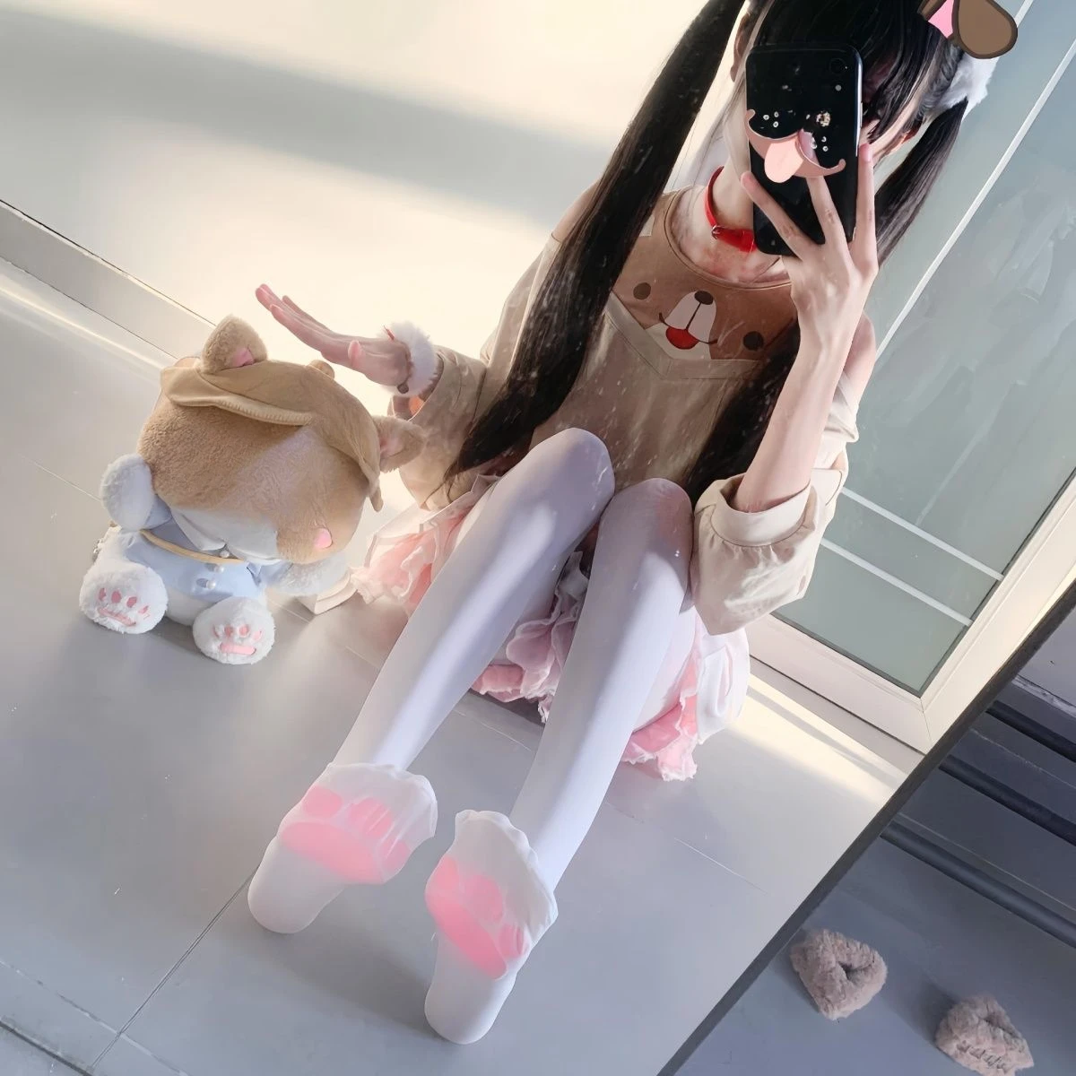 Japanese Kawaii Off-the-shoulder Grunge Hoodie Cartoon Print Pocket Hoody Y2K Aesthetic Womens Harajuku Loose Casual Sweatshirt