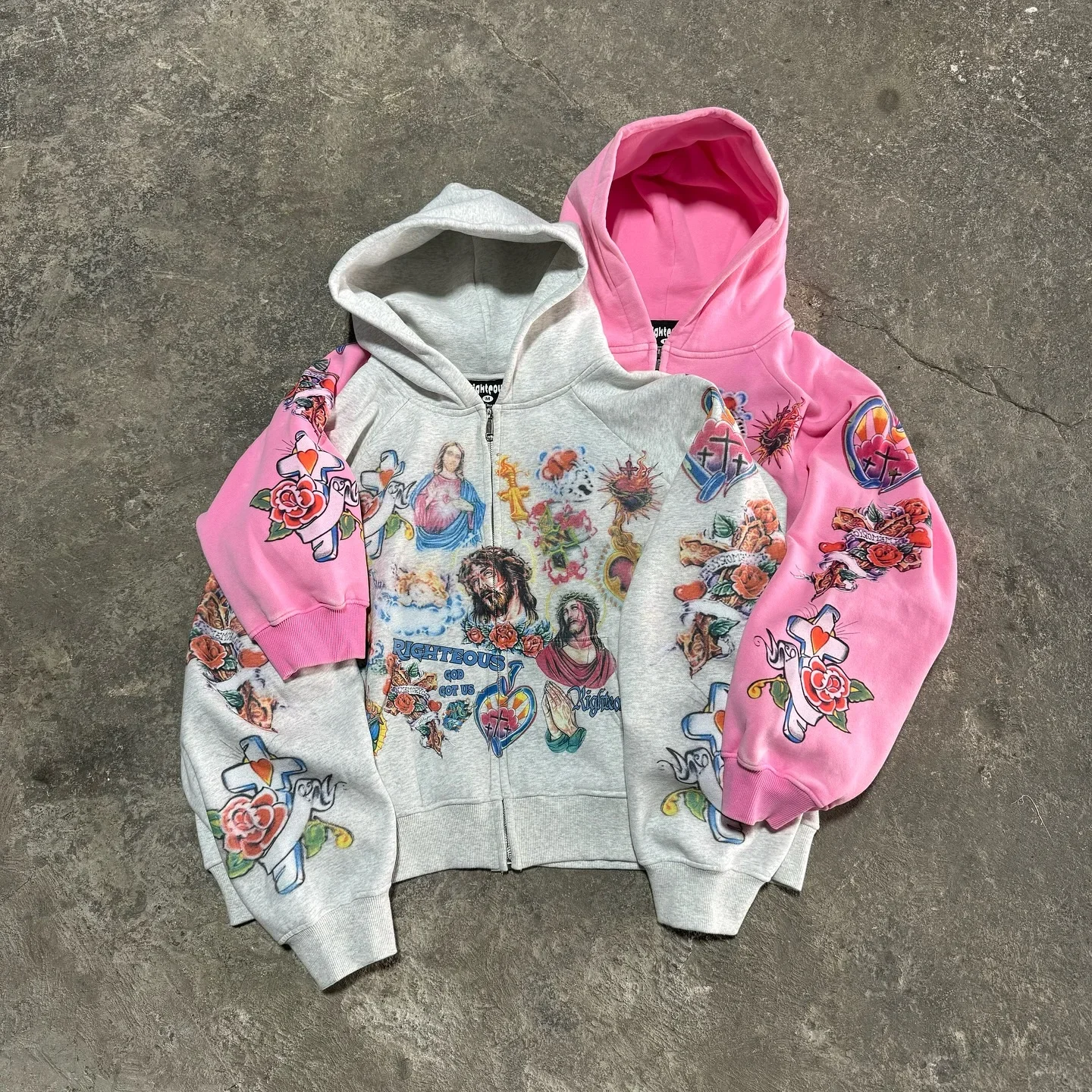 Casual y2k sweatshirt zipper cardigan loose hoodie for women 2024 new versatile printed letters hip-hop geometric pattern