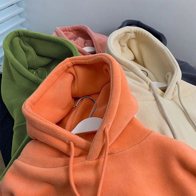 2026 Fashion Orange Hoodies Sweatshirts Women's Fleece Coats Autumn Winter Long-sleeve Loose Top Lady Pullover Casual Outerwear
