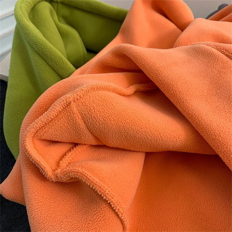 2026 Fashion Orange Hoodies Sweatshirts Women's Fleece Coats Autumn Winter Long-sleeve Loose Top Lady Pullover Casual Outerwear
