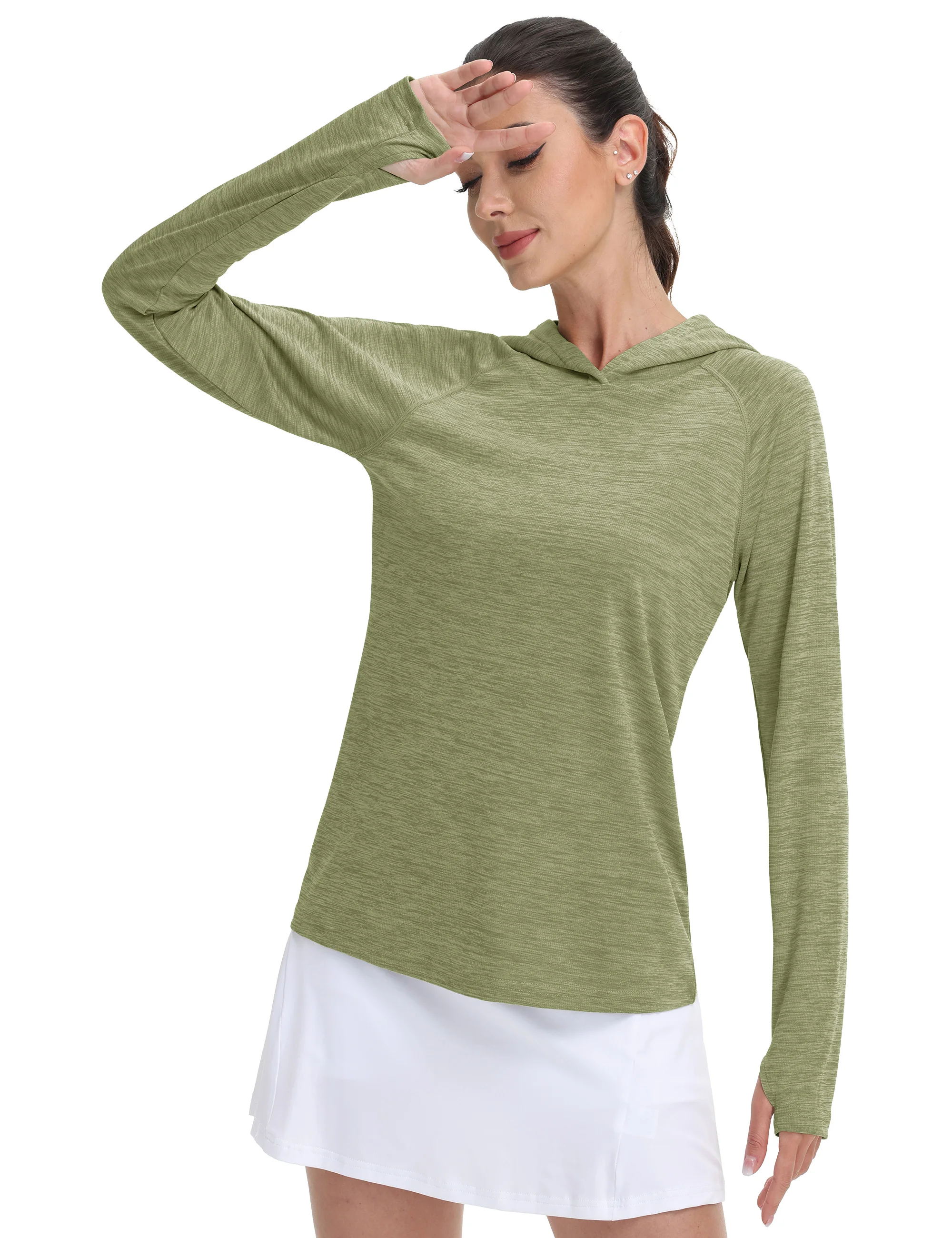 Women's UPF 50+ Sun Protection Hoodie Lightweight Long Sleeve Thumb Hole Hooded Sweatshirt for Hiking, Running & Workout